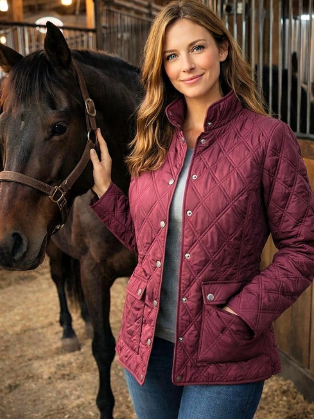 Eddie Bauer Quilted Jacket in Purple Size Medium